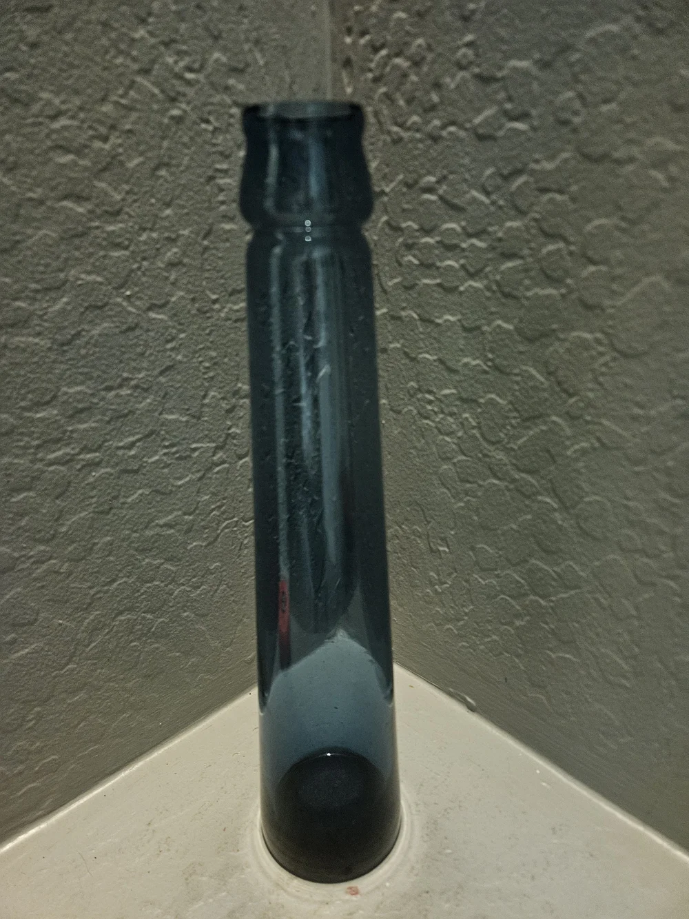 Tall MCM Dark Blue Glass Bud Vase 14.5